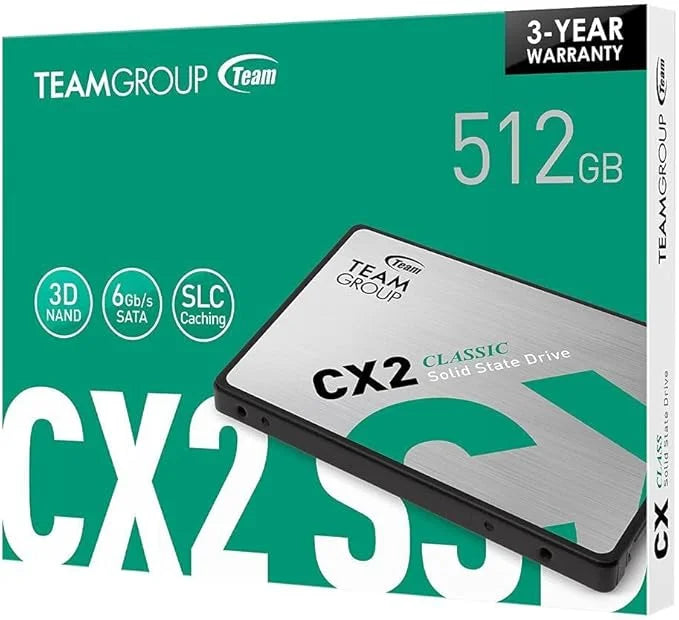 TeamGroup 512GB CX2 2.5 SATA III 3D NAND Internal Solid State Drive