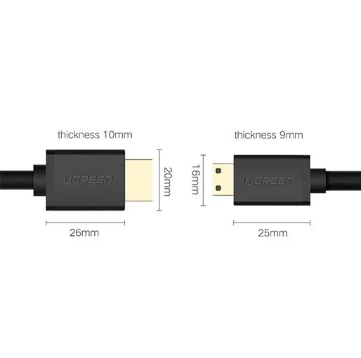 UGREEN  MINI HDMI male to HDMI male CABLE 1.5M BLACK | 11167