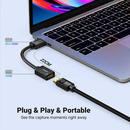 UGREEN Mini HDMI Male to HDMI Female Cable 22CM (BLACK) | 20137