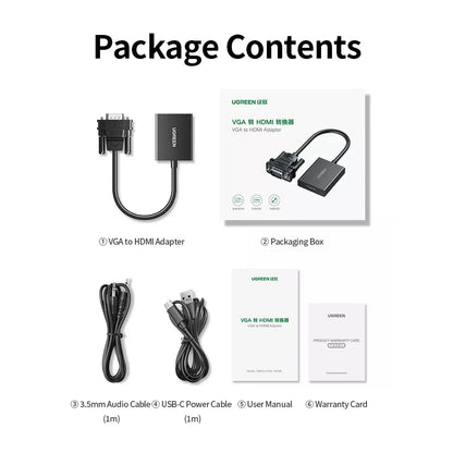 UGREEN VGA to HDMI Converter With Audio CM513 | 50945