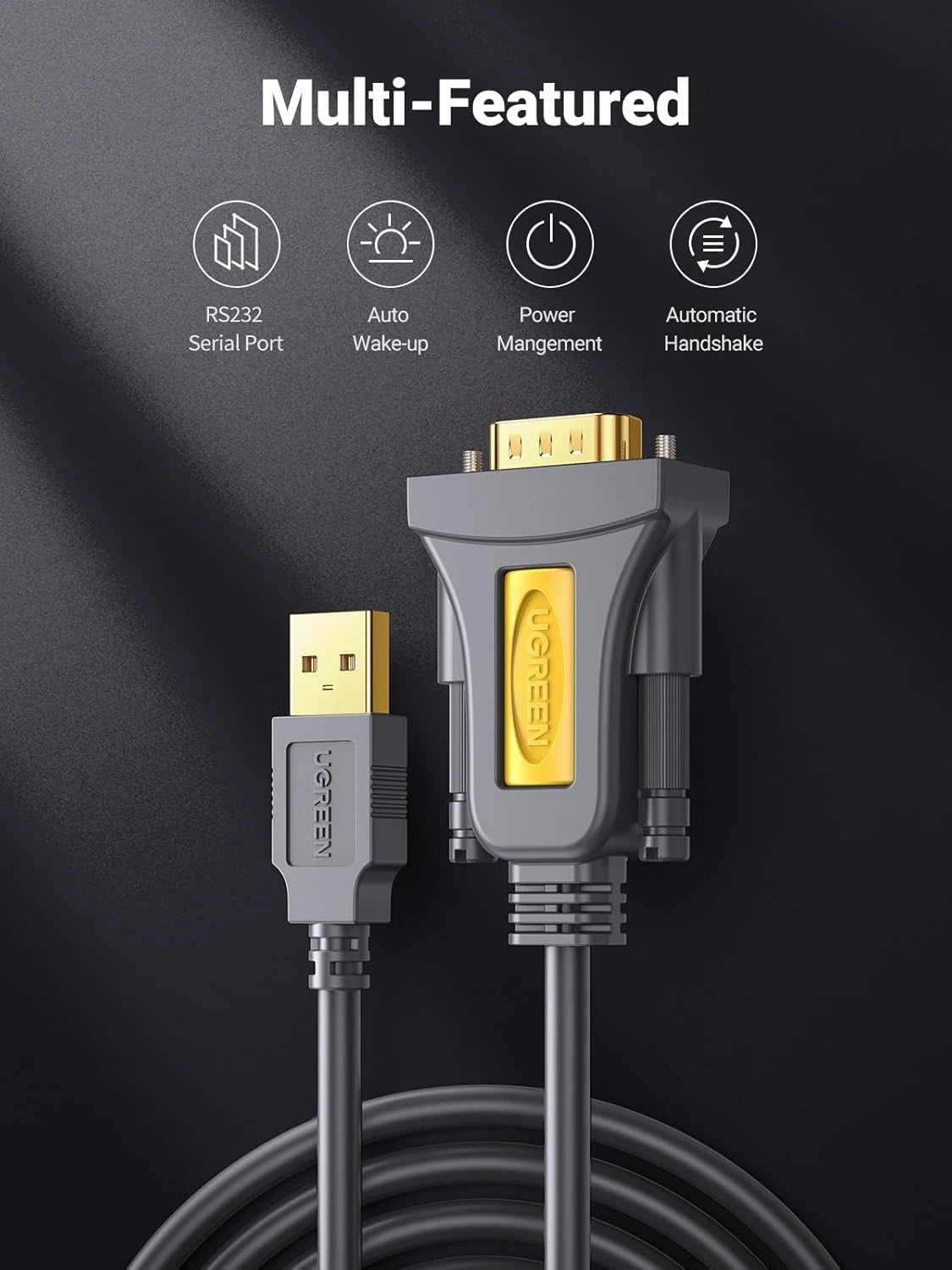 UGREEN USB To Serial DB9 RS-232 Male Adapter Cable 2M | 20222