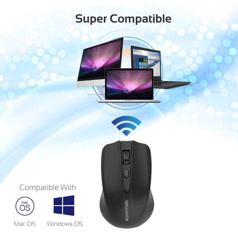 Promate Clix-8 2.4GHz Wireless Ergonomic Optical Mouse