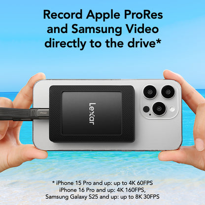 Lexar SL500 1TB Portable SSD With MagSafe Magnetic Set, USB 3.2 Gen 2×2, Up To 2000MB/s Read, 1800MB/s Write, IP54, 2m Drop, AES Security, USB-C Ready