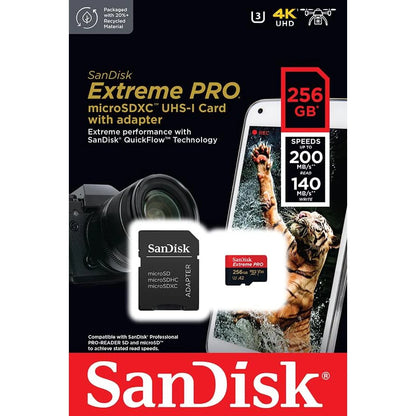 SanDisk 256GB Extreme PRO microSDXC UHS-I Card + SD Adapter | SDSQXCU-256G-GN6MA