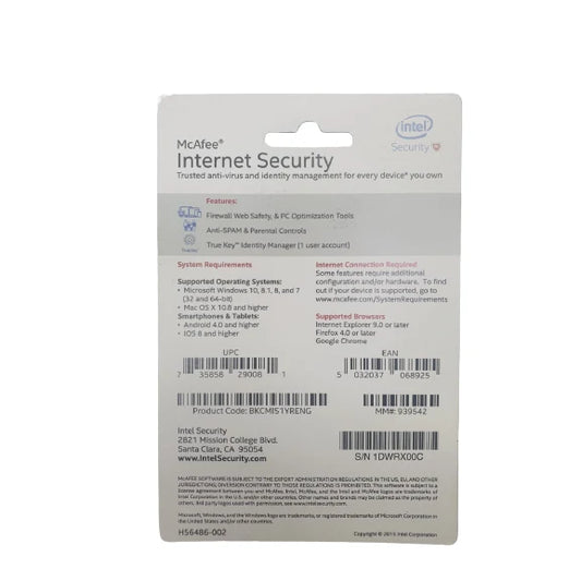 McAfee Internet Security 1 Year, 10 Devices | H56486-002