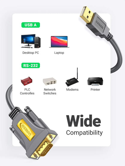 UGREEN USB To Serial DB9 RS-232 Male Adapter Cable 1M | 20210